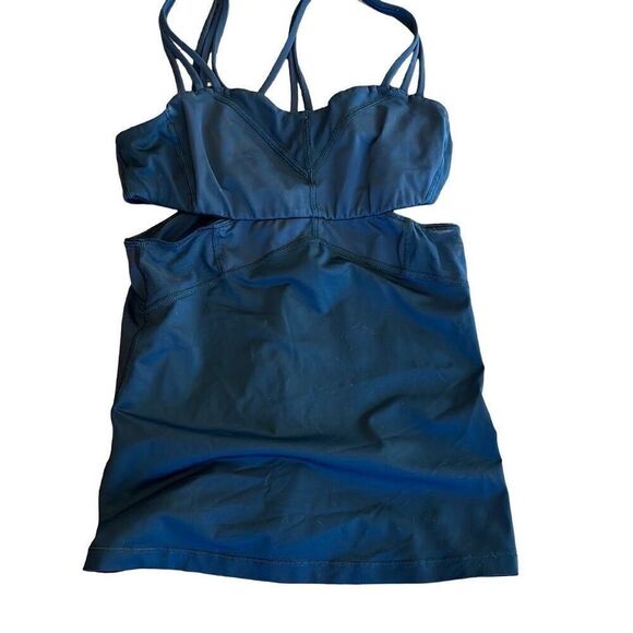Lululemon Exquisite Tank II Black Mesh Cut Outs Strappy Luxtreme Sz 4 RARE - Picture 3 of 7